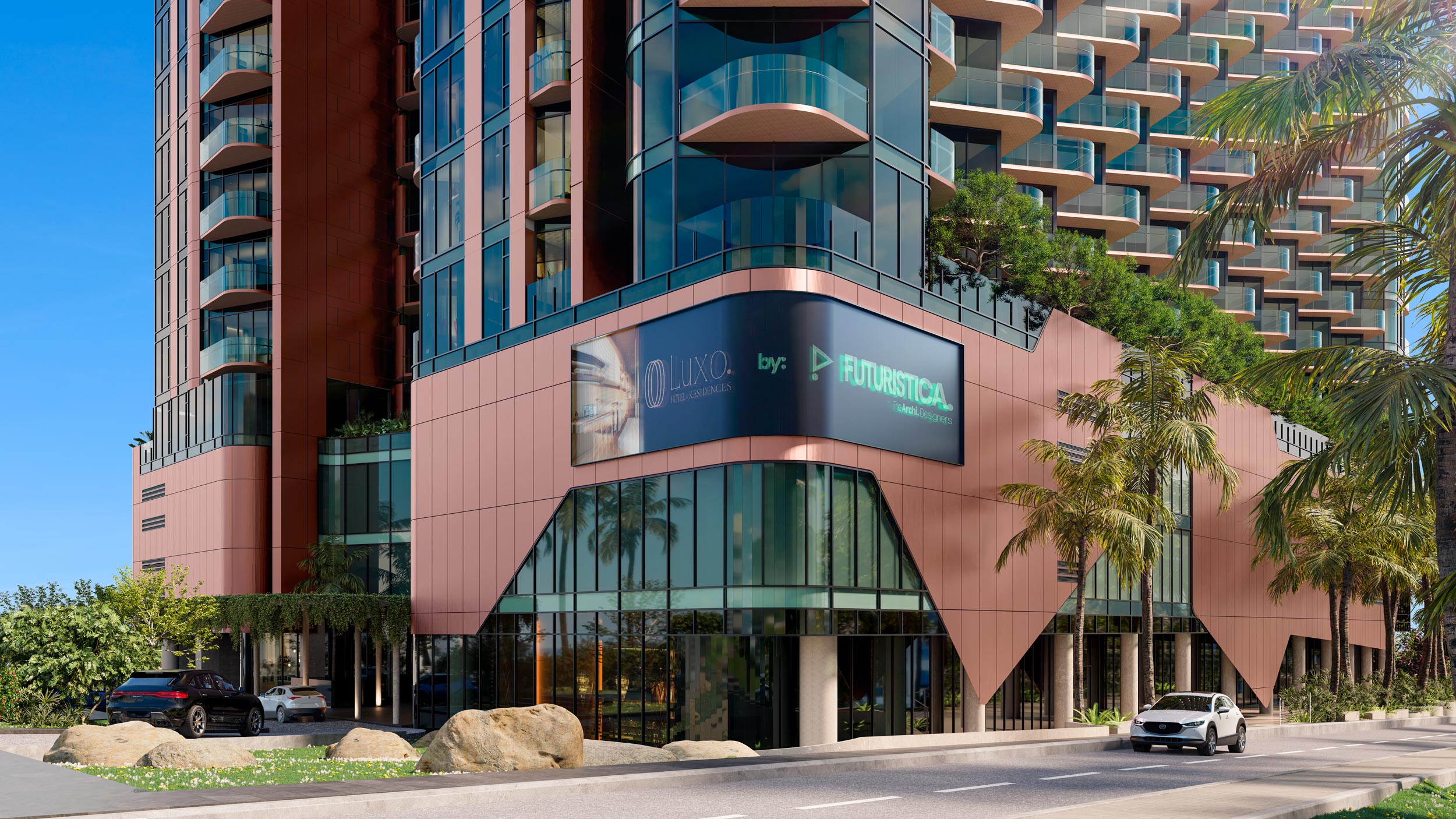 The Luxo Hotel & Residences, Santa Marta: la torre completa sobre la costa